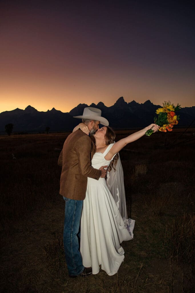 Bride and groom celebrate their marraige