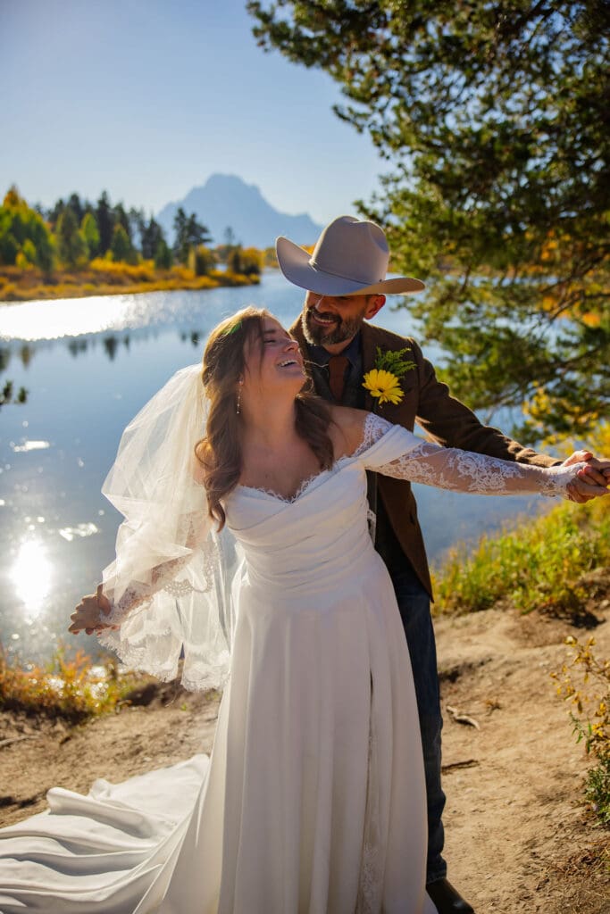 Couple dance excitedly after their vows