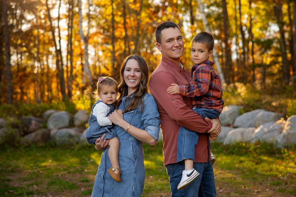 Family is back to back for photos at family session