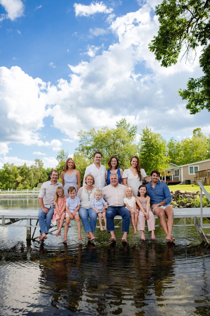 Group family photo on the dock